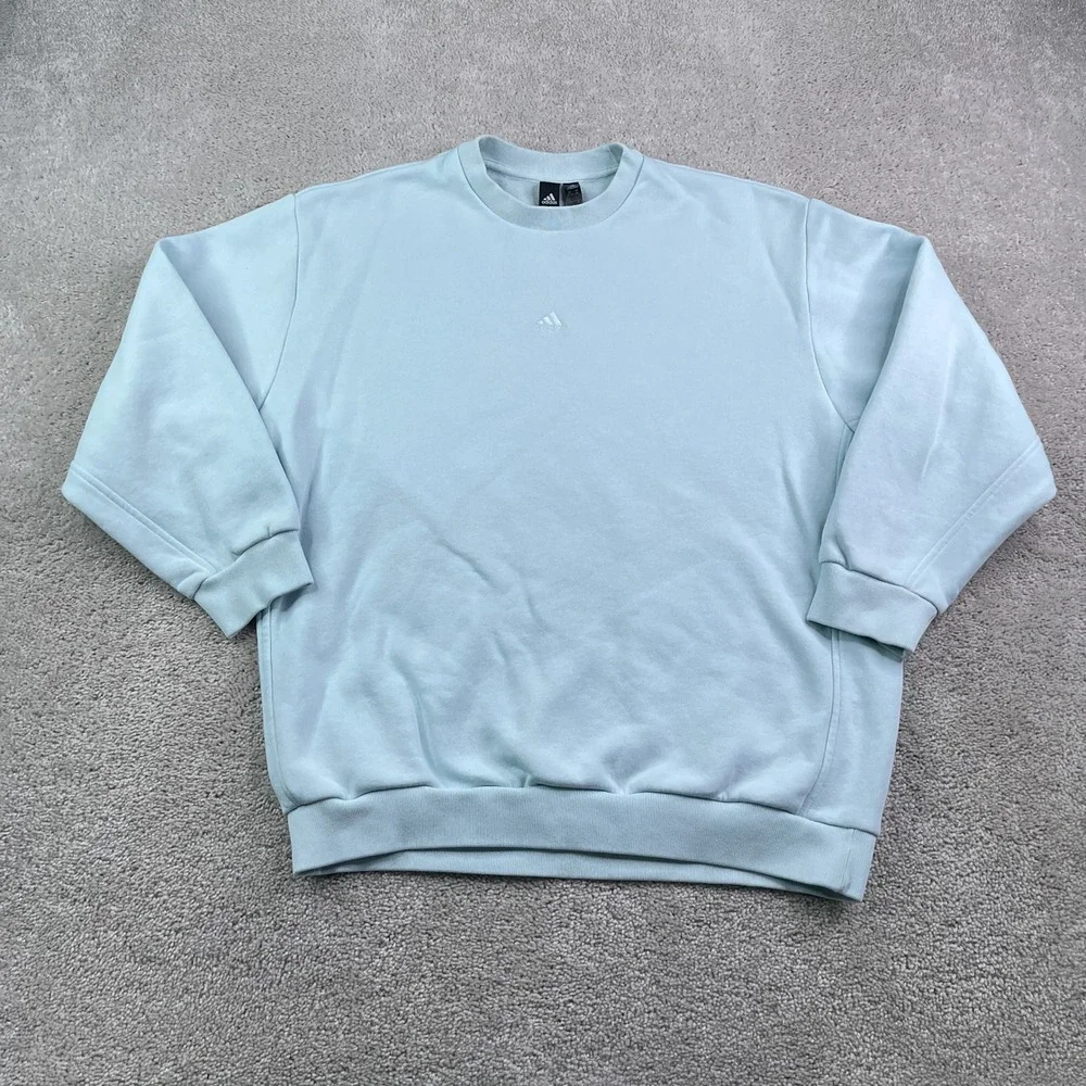 Adidas Sweatshirt Mens XS Light Blue All SZN Season Fleece Crewneck Pullover